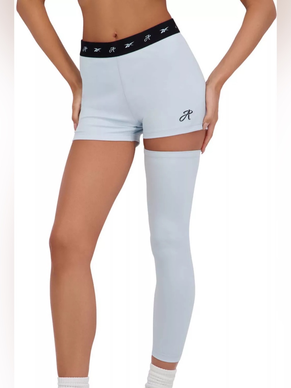 Reebok Women's Angel Reese Booty Shorts With Sleeve in Ice Blue Size X-Small NWT